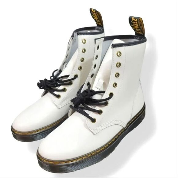 NEW Dr. Martens Zavala T Lamper Combat Boot in White Leather Unisex M 10/W 11 - Picture 5 of 16